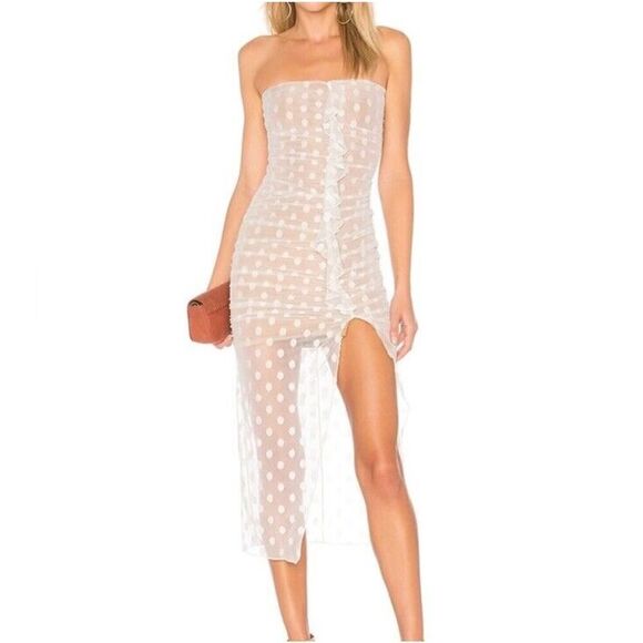 Majorelle White Mesh Dot Lace Bodycon Brady Dress Revolve NWT Sz XS - Picture 3 of 14